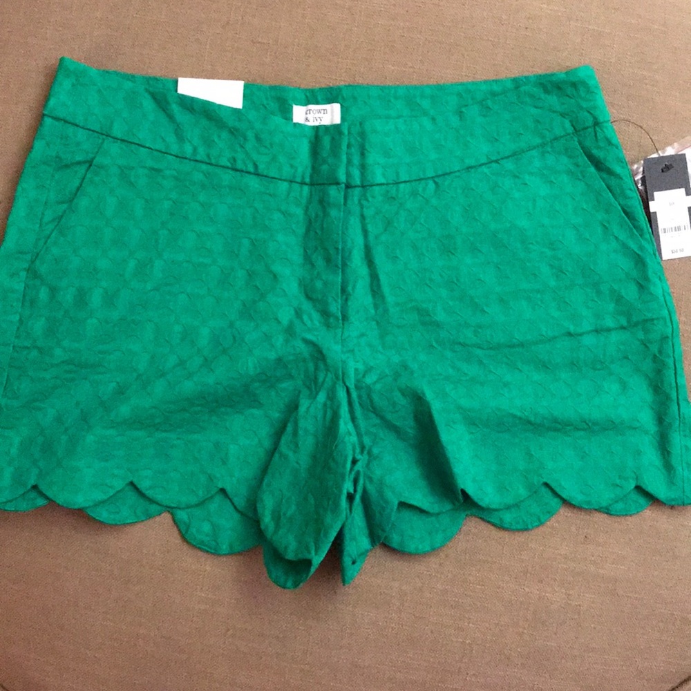 Crown & Ivy textured, scalloped shorts!